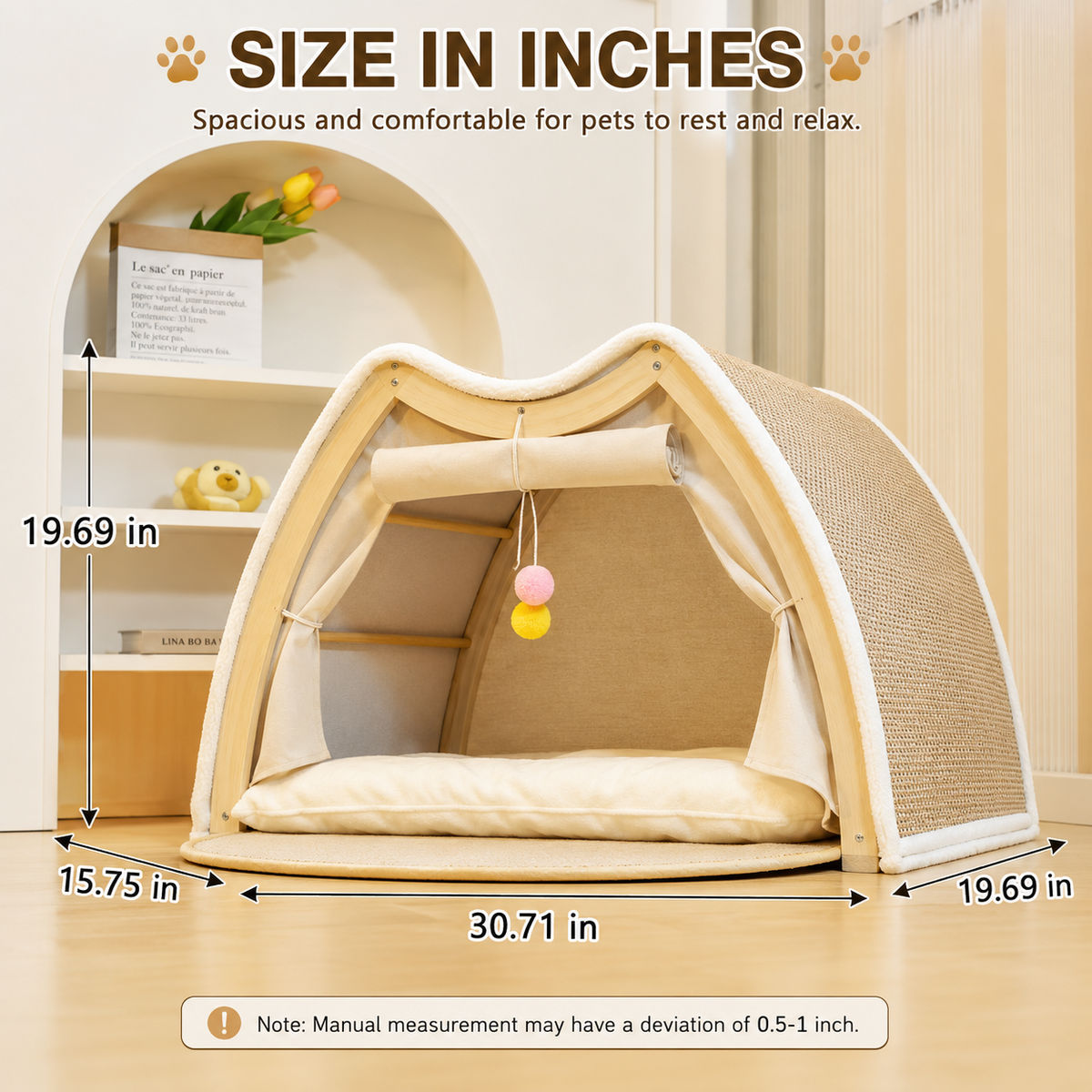 Wooden Cat Scratching House with Scratch Pads – Pet Bed & Scratch Surface in One