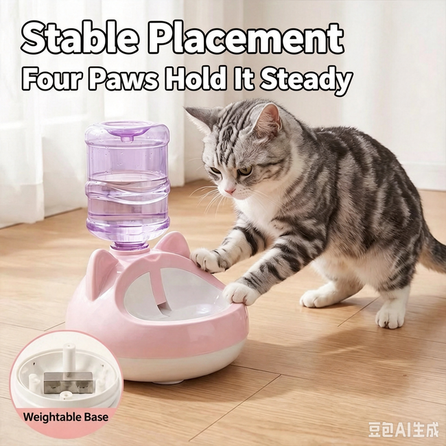 Gravity Pet Water Dispenser | Automatic Cat Water Bowl | No Electricity | Cute Cat Ear Water Fountain for Cats & Small Dogs