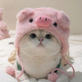 Cute Adjustable Fruit Cat Hat – Apple Costume for Cats & Small Dogs – Funny Pet Headwear for Halloween, Photoshoots, and Cosplay (Pink Pig,1 Signature Look + 2 Mystery Styles)